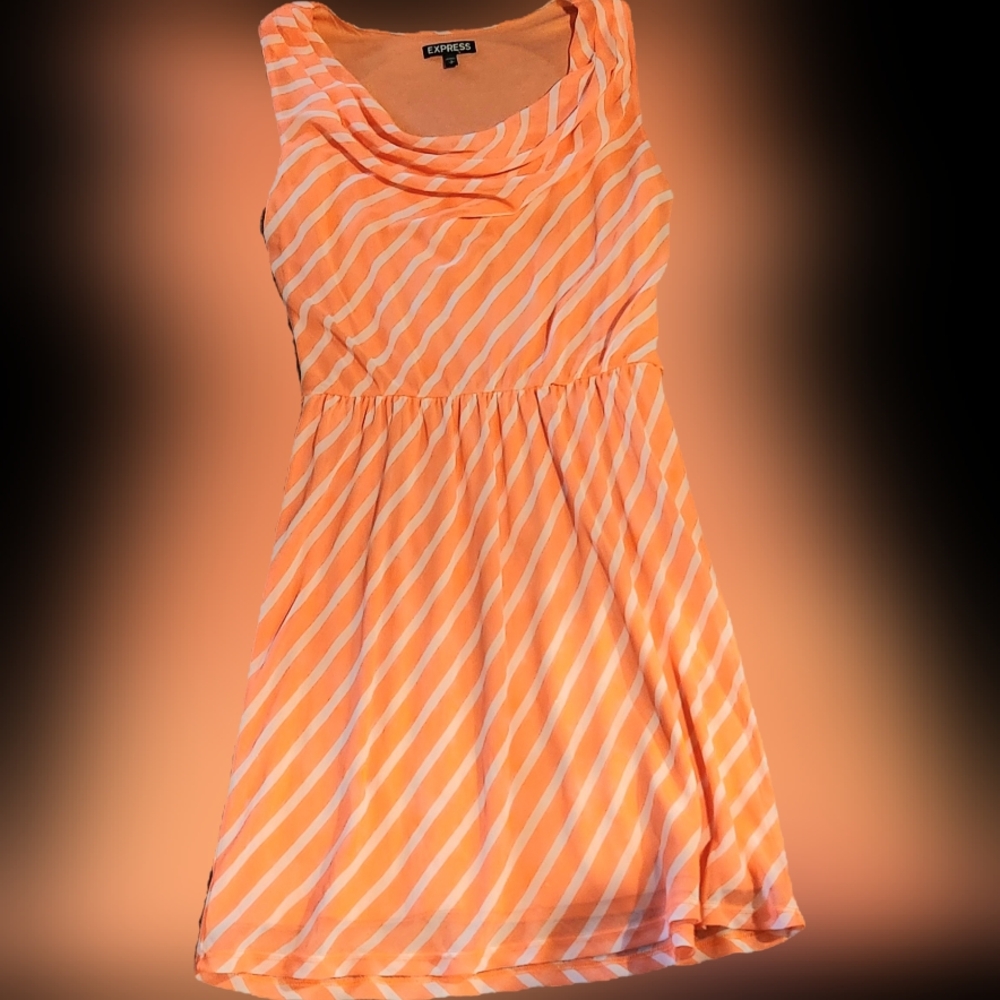 Express Orange and White Cowl Neck Sundress